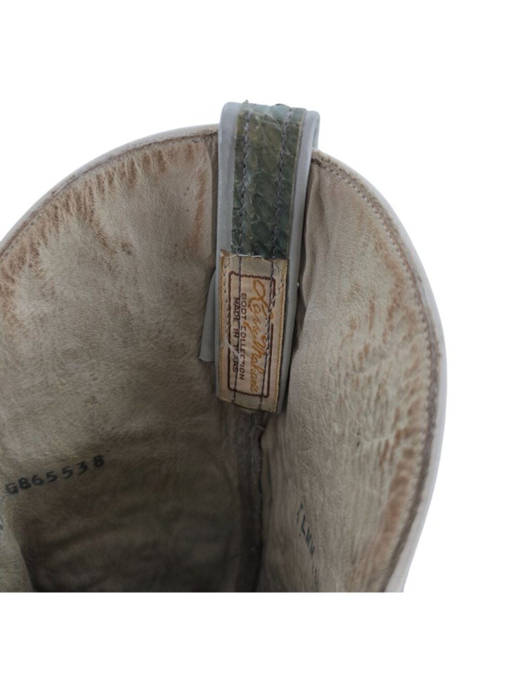 Vintage Larry Mahan Mens 11.5D Giant Python Distressed Snakeskin Cowboy Boots - Picture 12 of 16